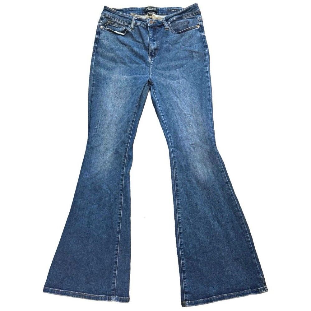 Judy Blue Jeans Womens 11/30 Blue Flare Denim Distressed Pockets Y2K Cowgirl